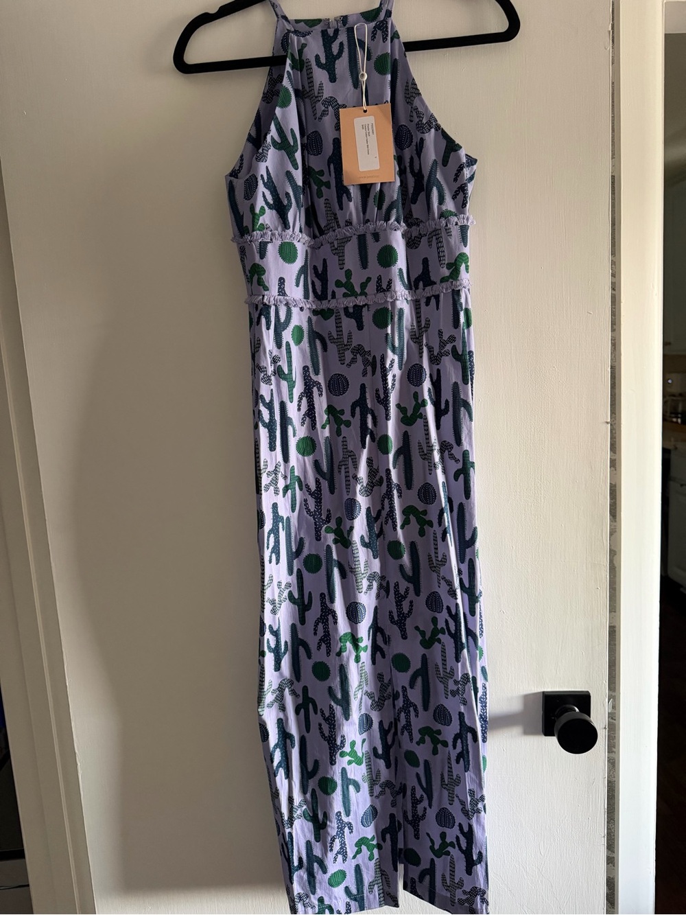 Lela Rose Purple Cactus Halter Midi Dress